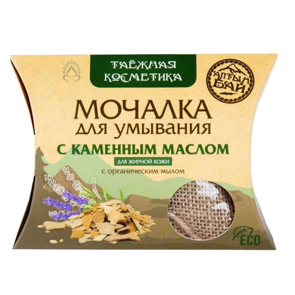 Изображение товара Мочалка Льняная для умывания с Каменным маслом Алтынбай 60г Мочалка Льняная для умывания с Каменным маслом Алтынбай 60г фотография